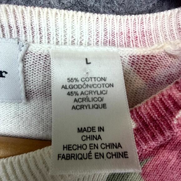 Vintage Alfred Dunner Sweater Womens Large Pink Floral Grandma Romantic Soft - Picture 8 of 8